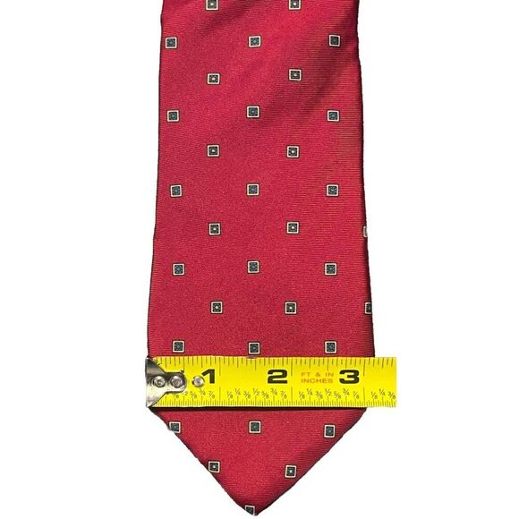 Christian Dior Tie Silk Red All Over Geometric Print Vintage - Picture 5 of 5